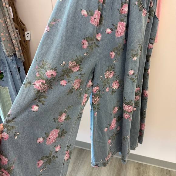 BiBi Floral Denim Jumpsuit/New Wih Tags. - Picture 7 of 9